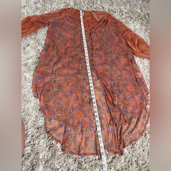 Free People Sheer Bell Long Sleeves MultiColored Kimono Overlay 3/4 Size… - Picture 15 of 16